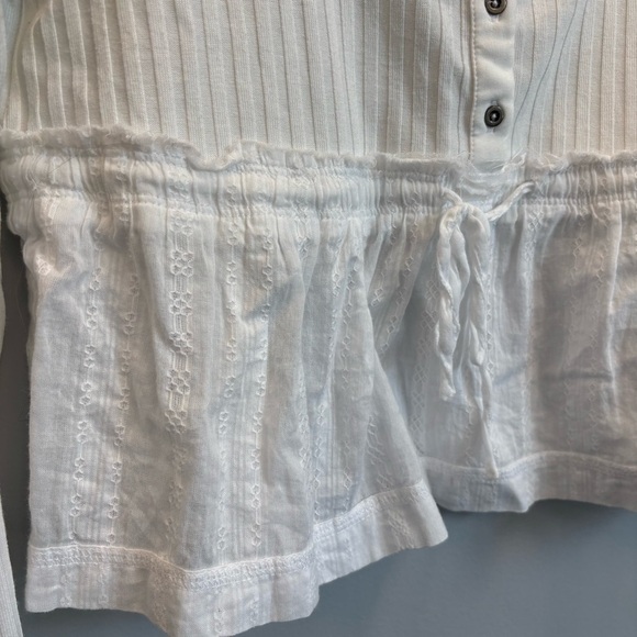 Anthropologie Pilcro Long-Sleeve Scoop-Neck Babydoll Top Small White - Picture 7 of 14